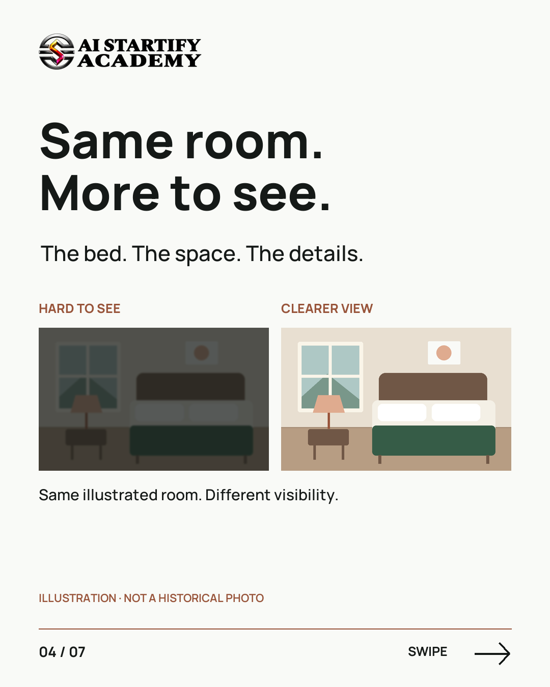 Seven illustrated slides connect Airbnb’s early host visits and better listing photos to a founder lesson: understand customer hesitation before adding features. Ends with Founder Academy pre-registration coming soon. — slide 4
